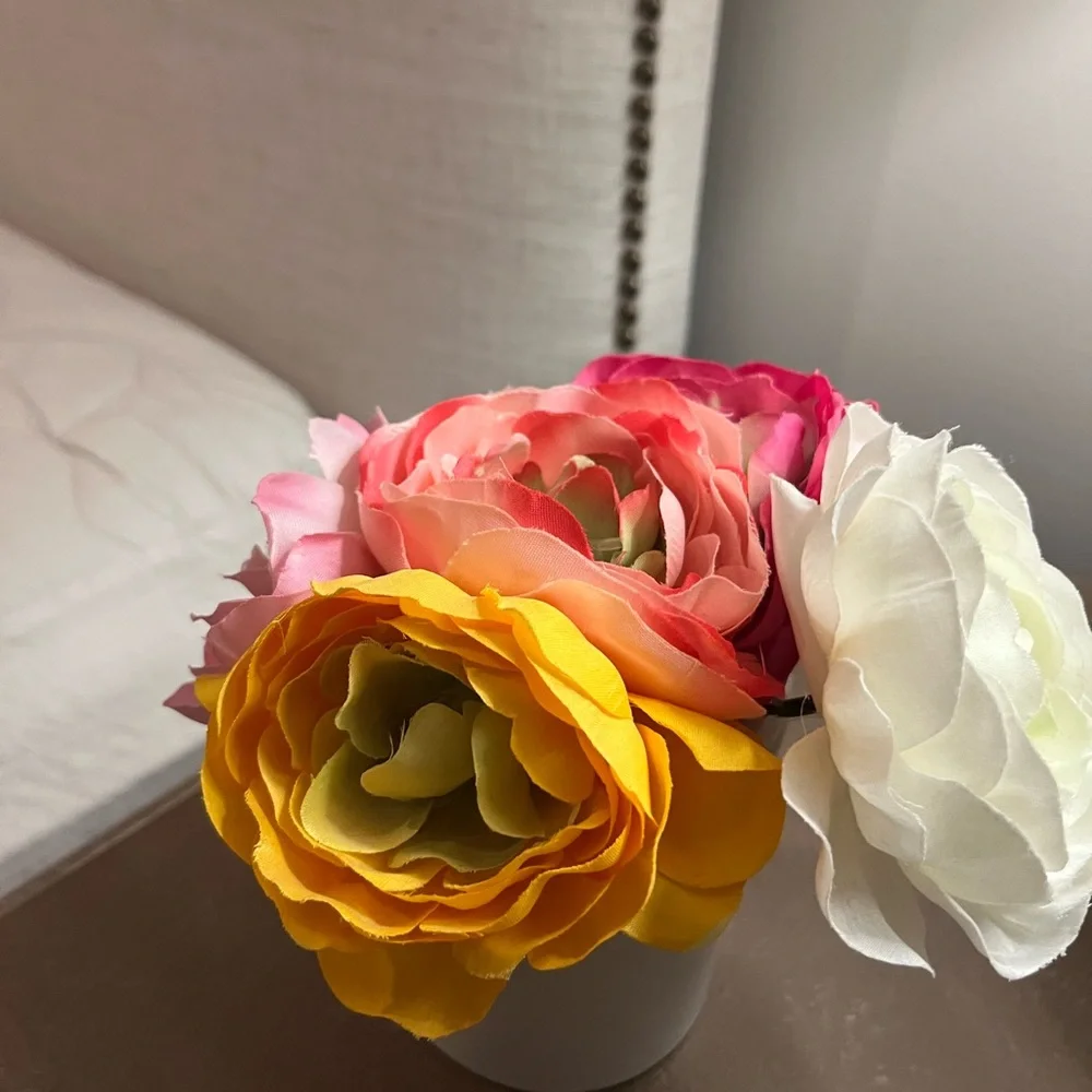 Threshold faux ranunculus arrangement